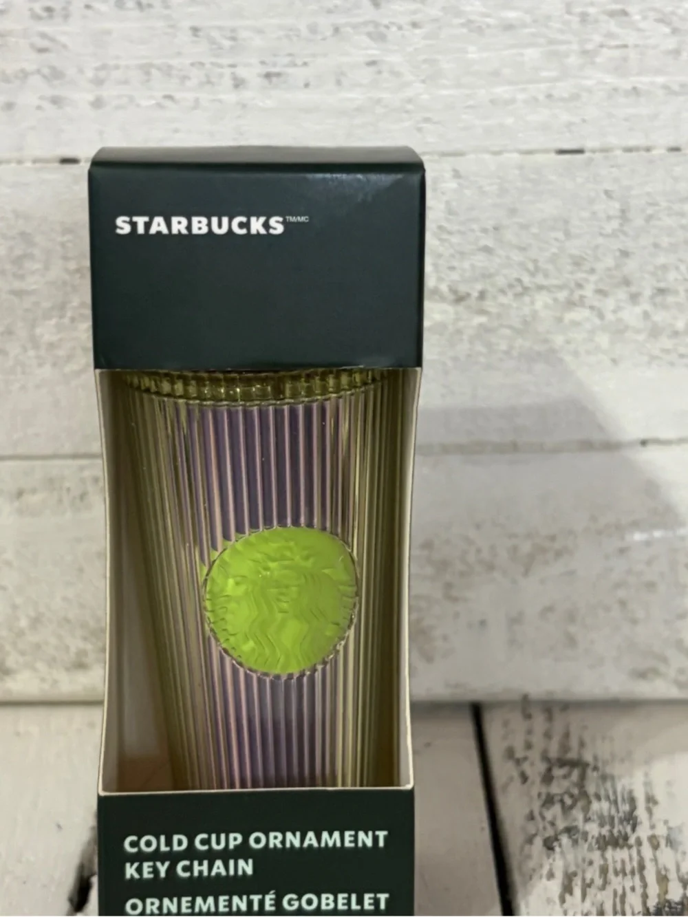 NWT Starbucks Lilac & Lime Ribbed Acrylic Tumbler Keychain